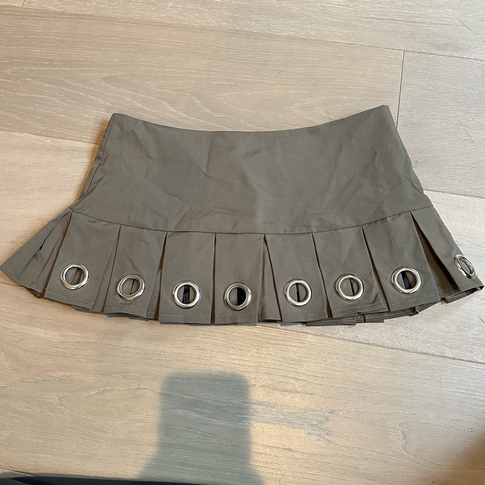 y2k pleated brown micro mini skirt